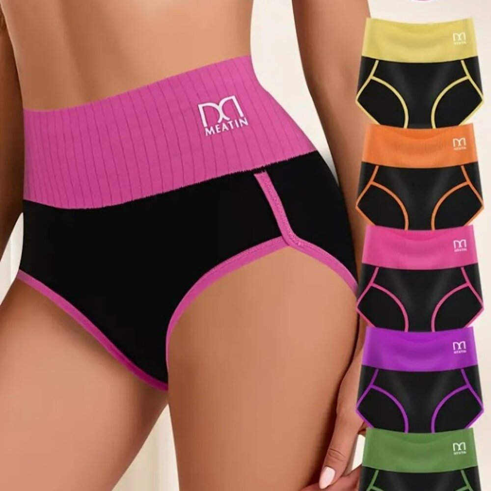SOLD OUT!  NEW! MEATIN Lot of 5 High Waisted Panties - Multiple Colors